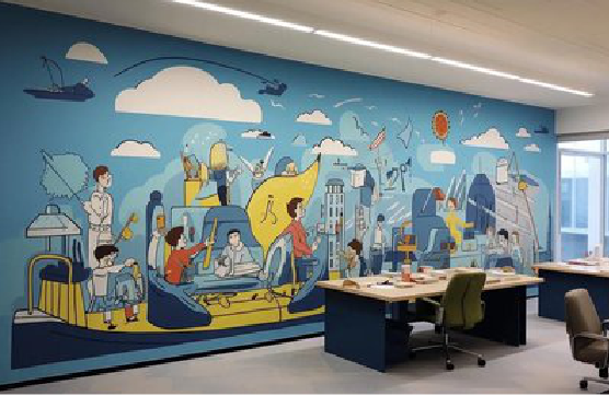 宜阳县办公室墙绘的特点。